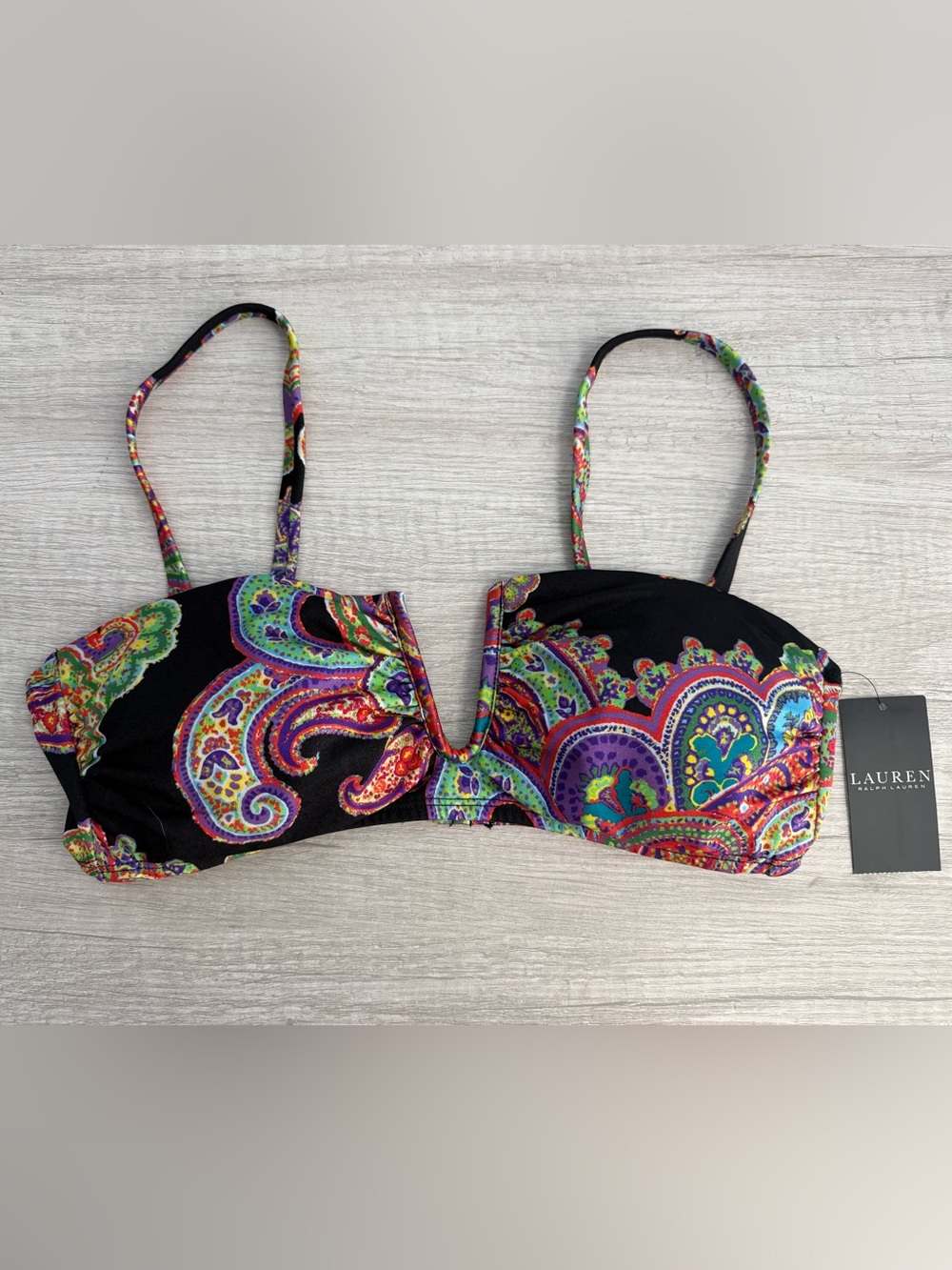 Lauren Ralph Lauren Black Multicolor Paisley Bikini Top